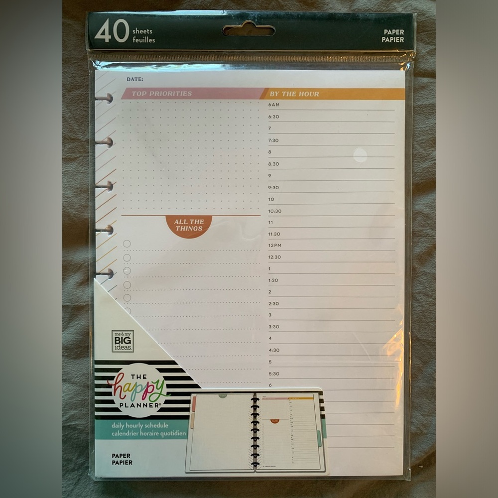 The Happy Planner 40 sheets- daily/hourly schedule